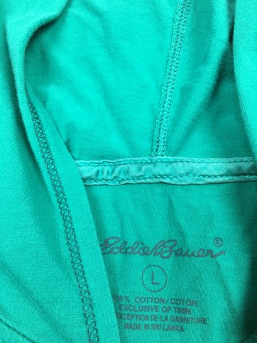 Eddie Bauer Hoodie Womens Size Large Green Shirt Cotton - Picture 4 of 10