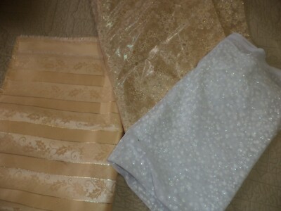 Beautiful Christmas Fabrics Sparkly Nylon?? White Gold Over 3 Yards