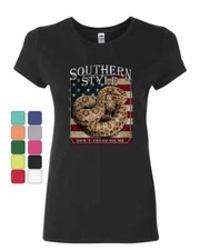Southern Style Rattlesnake Women's T-Shirt Don't Tread on Me Gadsden USA Shirt