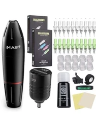 Dragonhawk Tattoo Gun Kit Wirless Rotary Pen Machine,  Needles Cartridges NEW 