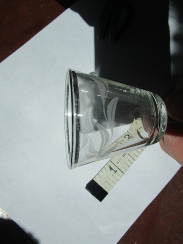 Silver Rimmed Demi Glass with Etchings made in France, embossed underneath - Picture 7 of 8