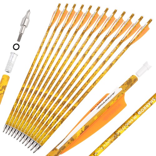 12X Camo Crossbow Bolt Carbon Arrow 16 17" 18" 20" 22" Bow Hunting Archery Shoot - Picture 10 of 21