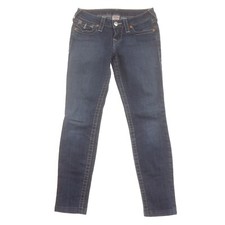 True Religion Skinny Jeans Womens 26 (SHORTENED) Low Rise Blue Denim Made in USA