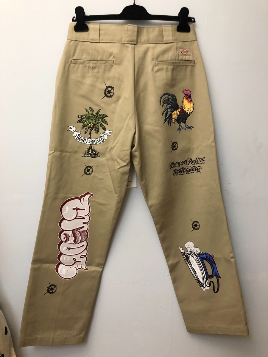 BORN X RAISED + MR. CARTOON DICKIES WORK PANTS: KHAKI 34X32 BORN X RAISED + MR. CARTOON DICKIES WORK PANTS: KHAKI 34X32