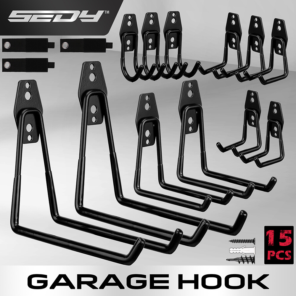15X Storage Hooks Utility Double Wall Mount Garage Organization