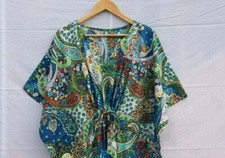 Long Kaftan Dress Paisely Printed Cotton Indian,Hippie Style Maxi