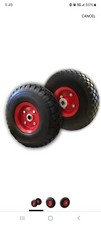Flat-Free Tires 10" Durable Wagon Dolly Cart Wheels Black Red 2pc Set