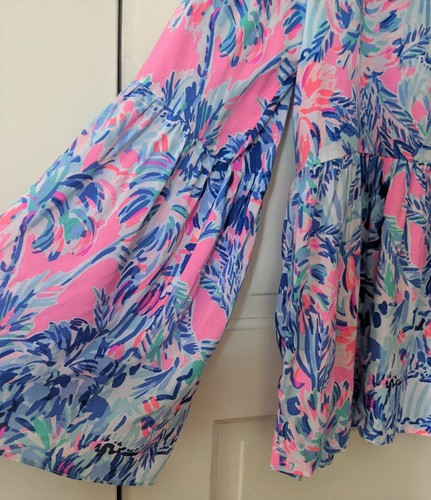 Top Lily Pulitzer Cabana Cocktail Kahli Manga Larga Campana XS NUEVO CON ETIQUETAS - Imagen 7 de 9
