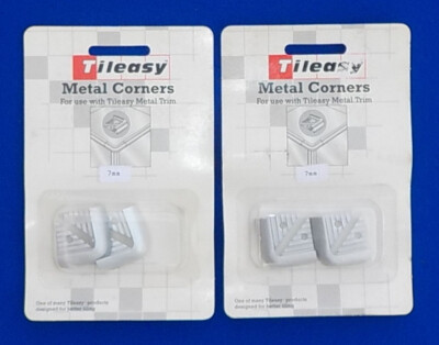 4 (2 PAAR) FLIESENVERKLEIDUNG ECKEN 7mm TIEFE, METALL - ALUMINIUMFARBEN