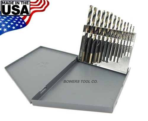 Cle Line 13pc Jobber Drill Bit Set HI-Molybdenum M7 Black & Gold 1/16-1/4 USA - Picture 2 of 3