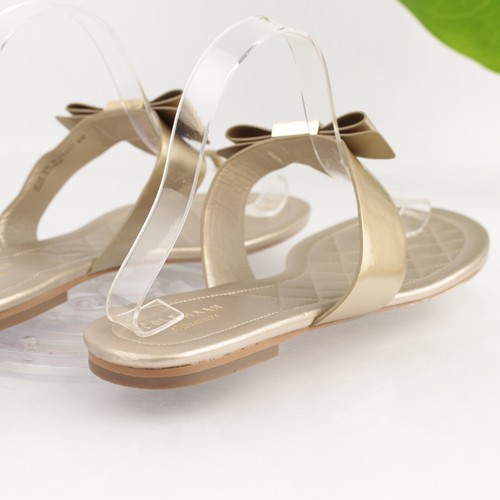 Cole Haan Womens Tali Sandal Size 9 Gold Leather Thong Slide Flip Flop Bow Shoe - Picture 5 of 15