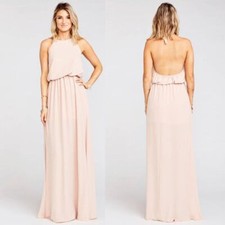 NWT Show Me Your Mumu Heather Halter Dress L Dusty Blush Crisp