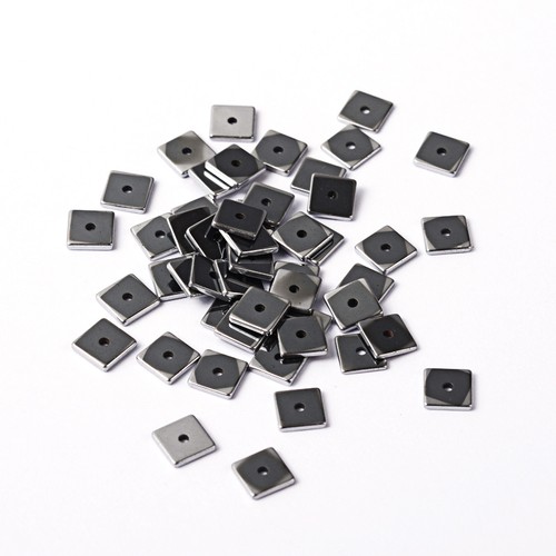 50 PIEZAS Cuentas de Hematita Sintética No Magnéticas Hebras Cuadradas Platino Chapadas 6x6mm - Imagen 3 de 6