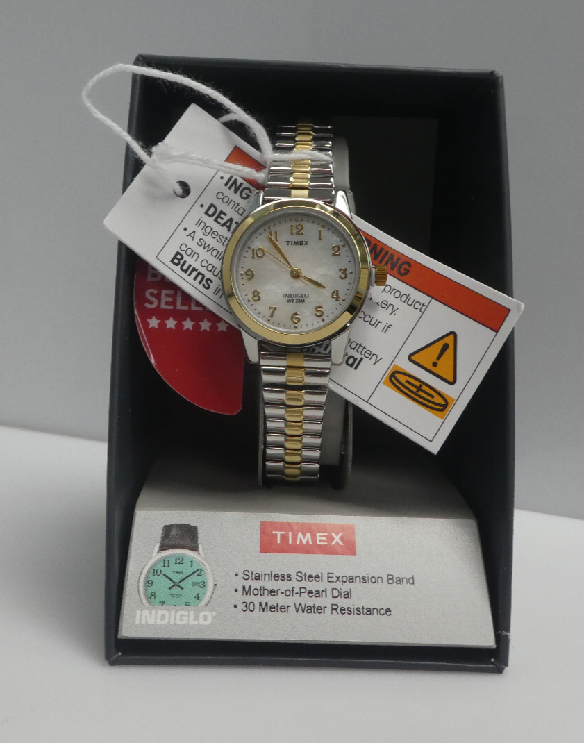 Essex Ave Ladies Indiglo Quartz Watch By Timex Two Tone Expansion Bracelet 25mm Free Shipping! Timex Women main image 2