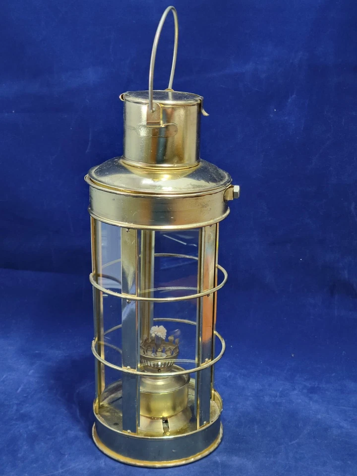 Lámpara colgante octogonal de queroseno vintage de latón 5 paneles de vidrio  Foto 2 de 4