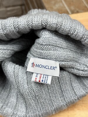 Mens Moncler Gray Wool Logo Beanie Hat OS | eBay