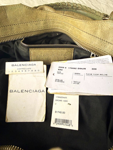 Balenciaga Giant Part-Time Brown Khaki Leather Bag Silver Hardware 173082