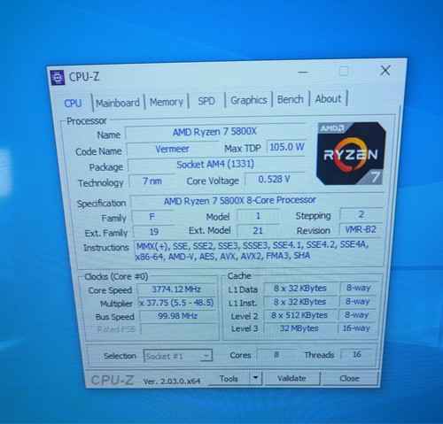 AMD Ryzen 7 5800X 8Core, 16Threads, 3.8MHz - 4.7GHz, 105w, Works & Tested - Afbeelding 4 van 5
