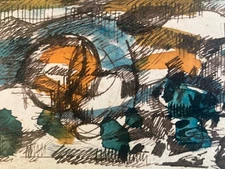 Gouache Painting Abstraction Abstract Expressionism Signed Jean Briant 1960