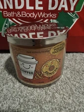 Bath And & Body Works 2025 White Barn Coffee & Donuts 3 Wick Candle