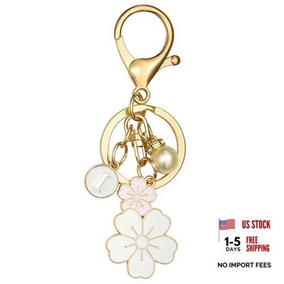 Cute Stainless Steel Gold Keychain Initial Letter Keys Charm Gifts for White-i