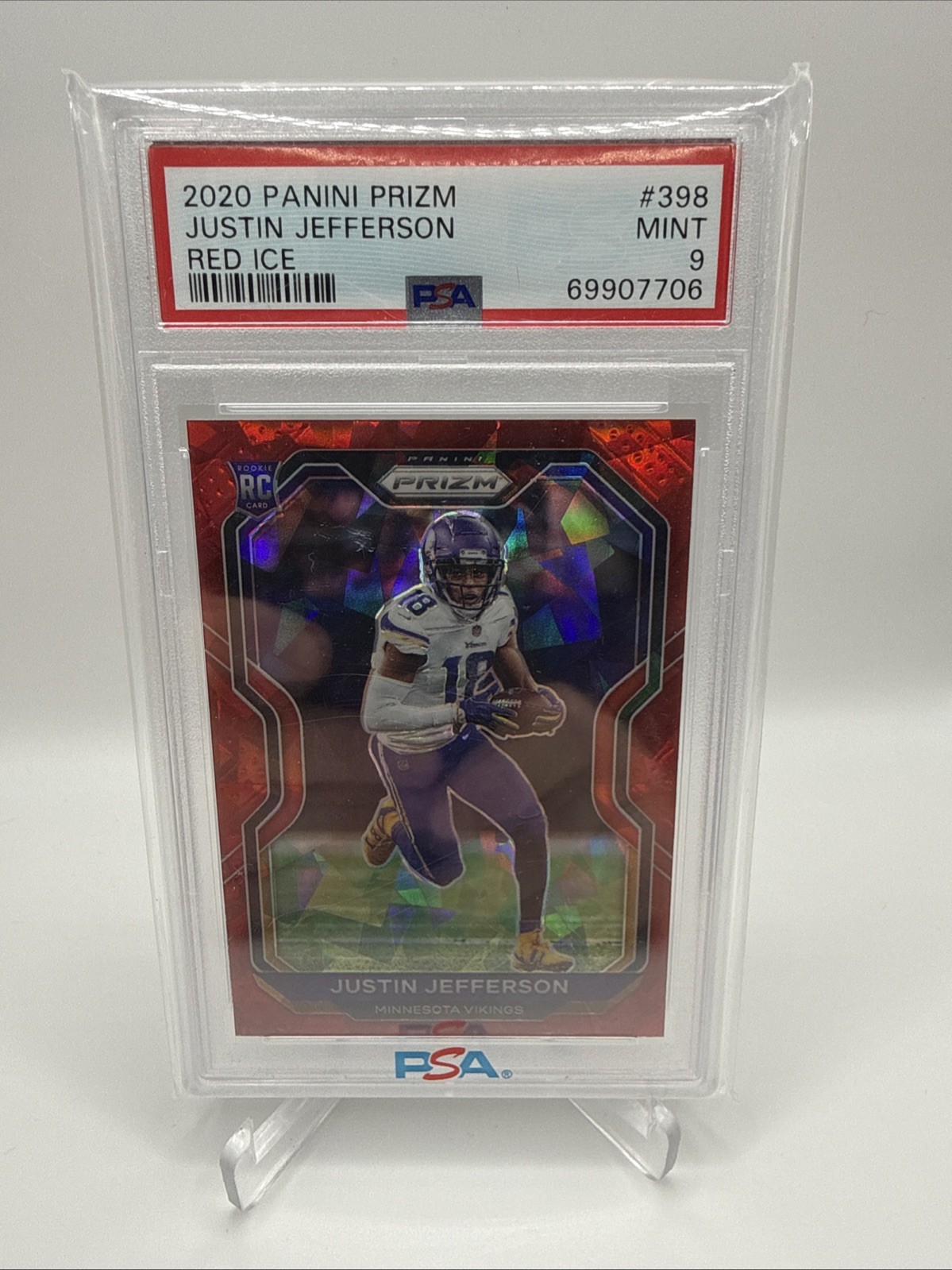 2020 Panini Prizm - Rookie Justin Jefferson #398 Red Ice Prizm (RC)