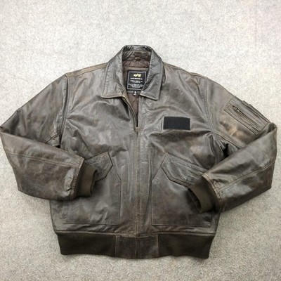 Alpha Industries Jacket Mens XL Brown A-2 Leather Flight Bomber