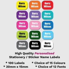 100 Personalised Stick On Name Labels Stickers Tag School Kids Waterproof