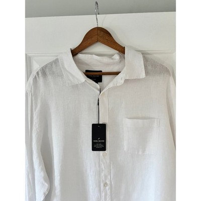 Daniel Hechter Linen Shirt Mens XXL White Long Sleeve Button Down Summer NWT