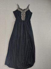 Knox Rose Women Dress S Black Sleeveless Boho Hippie Front Slit Empire Waist