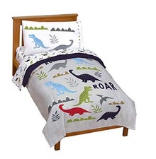 Trend Collector Dinosaur Roar 4 Piece Bed Set - Toddler Gray - Dinosaur