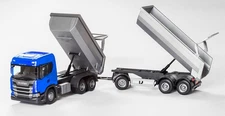 EMEK - blue dump truck with trailer 1 + 2 axles - SCANIA G 6x4 - 1/25 - ...