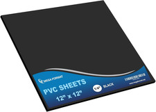Expanded PVC Sheet - 12" X 12" Sintra Rigid Plastic Sheet, PVC Board, Black P...