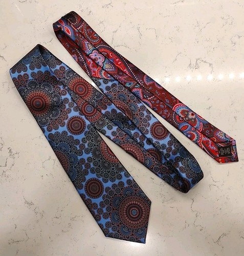 Ermenegildo Zegna Quindici Tie #167 100% Silk Made in Italy Blue Mandala - Picture 2 of 7