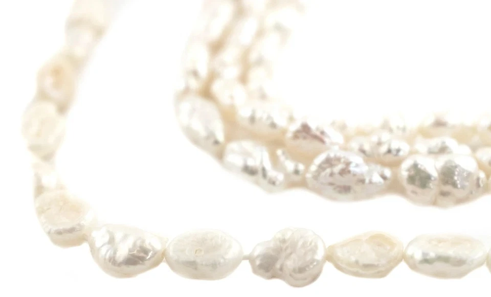 10 Strand Bundle: Vintage Japanese Rice Pearl Beads 5mm White Oval - Image 4 of 4