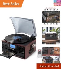 10 in 1 Bluetooth in/Out Record Player 3 Speed Vinyl Vintage Turntable CD Pla...