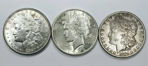 *MIXED DATE PEACE DOLLAR AND MORGAN DOLLAR LOT OF THREE* NR #G3904