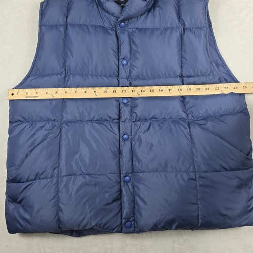 Lands End Goose Down Puffer Vest Men's Size Large Quilted Snap Front Blue - Picture 2 of 7