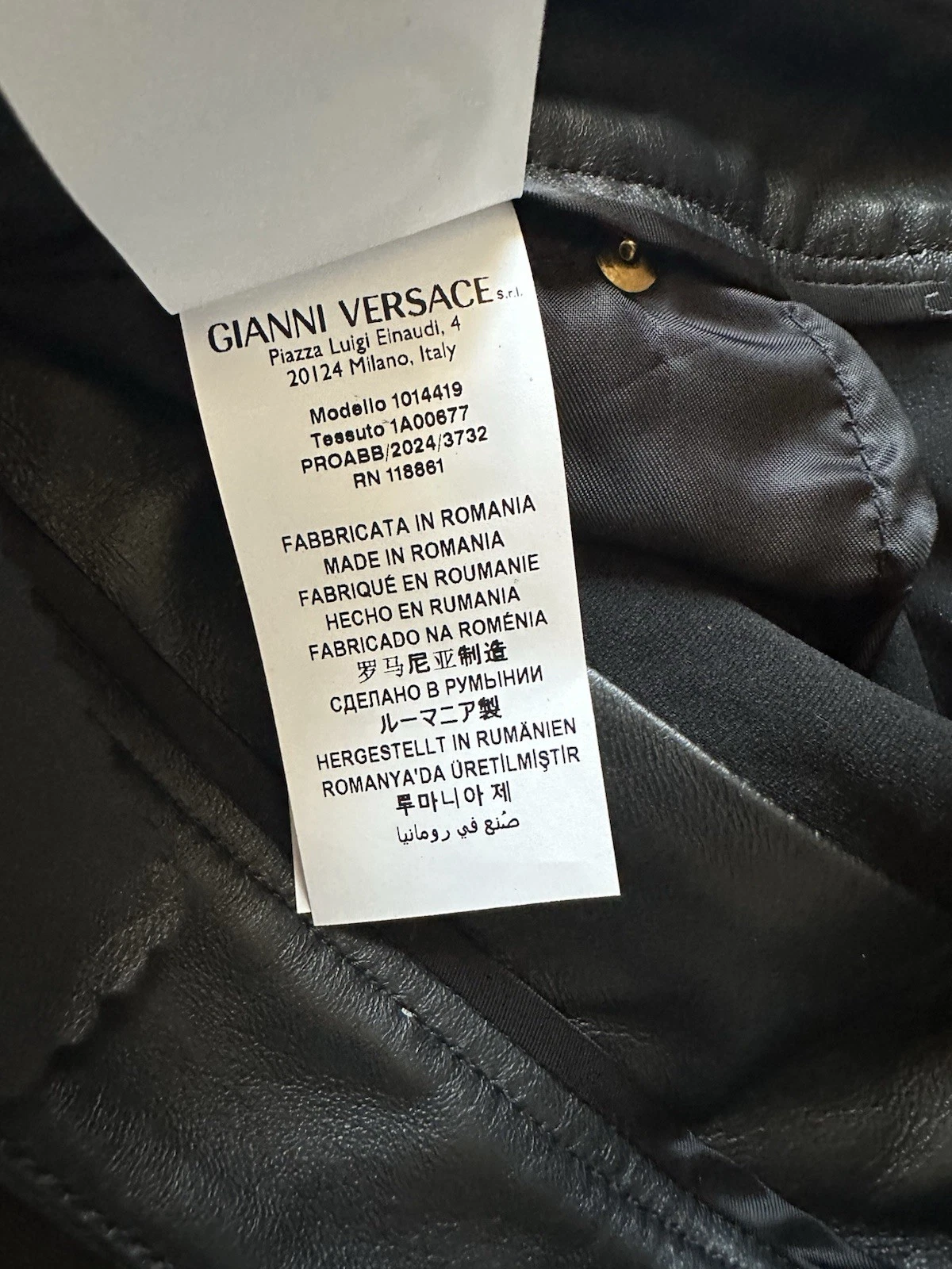 Versace pantaloni donna neri pelle tessuto 6 US (40 euro) 1014419 nuovi con etichette $2100