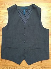 Perry Ellis Formal Suit Vest Waist Coat Blazers Grey Size L Large 21" Pit to Pit