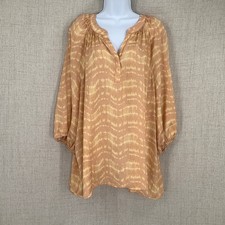 Simply Vera Vera Wang Blouse Women XXL Peach Boho Oversized Balloon Sleeve