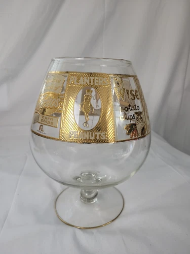 Vintage Planter Peanut Wise Chips Nabisco Pretzel Fritos Chips Brandy Glass!
