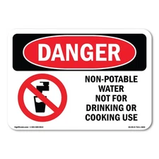 Non-Potable Water Not For Drinking Cooking ANSI Danger Sign Metal Plastic Decal