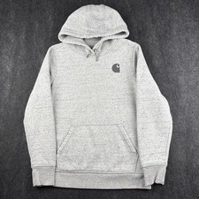Carhartt Women  s Relaxed Fit Logo Pullover Hoodie Gray Speckled Size M