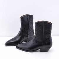 Sandro Cowboy Boots Schwarz Leder Gr. 39 Damen Stiefel Western SFACH00503