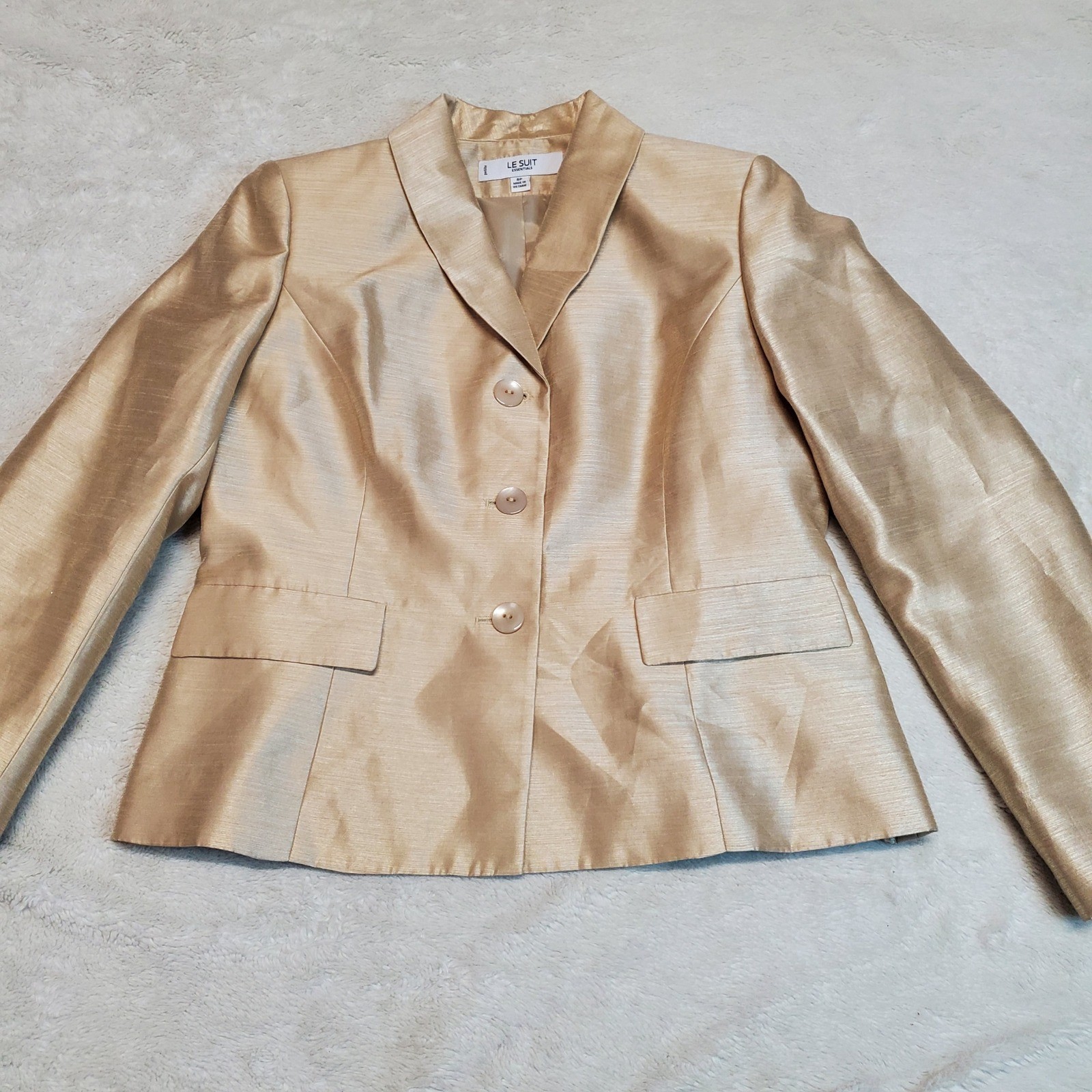 Le Suit Gold Holiday Gatsby Office Formal Classic Suit Set Jacket Pants 8 Petite