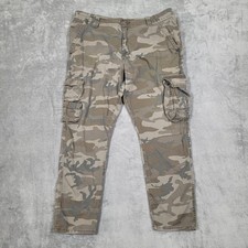 Wrangler Regular Taper Camo Cargo Pants Mens 38x30 Fits 38x29 Work Khaki Green