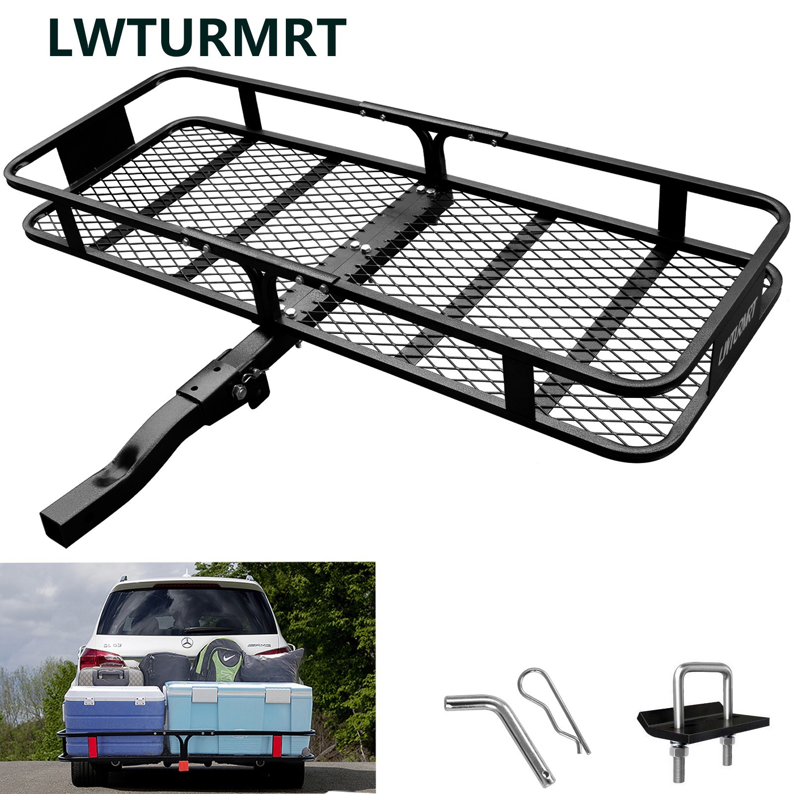 Cargo Carrier Hitch Mount Folding Cargo Basket Rack 500lb For Car SUV Camping
