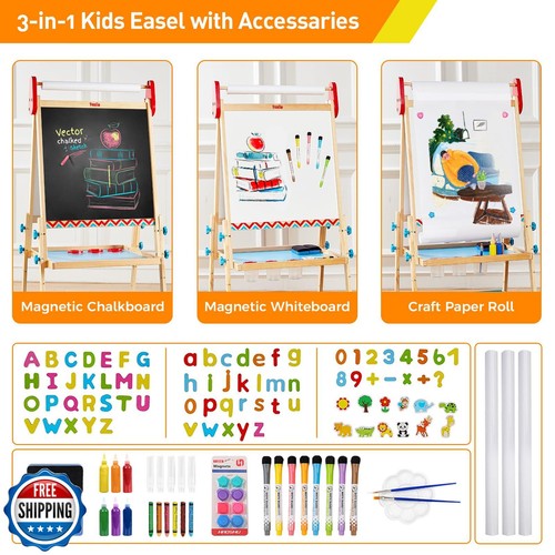 FUNLIO Anti-Warping Kids Art Easel, 3 Height Adjustable for Kids  - Picture 4 of 5
