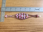 Vintage Unsigned Costume Jewelry - Gold and Pink Rhinestone Cuff Bracelet